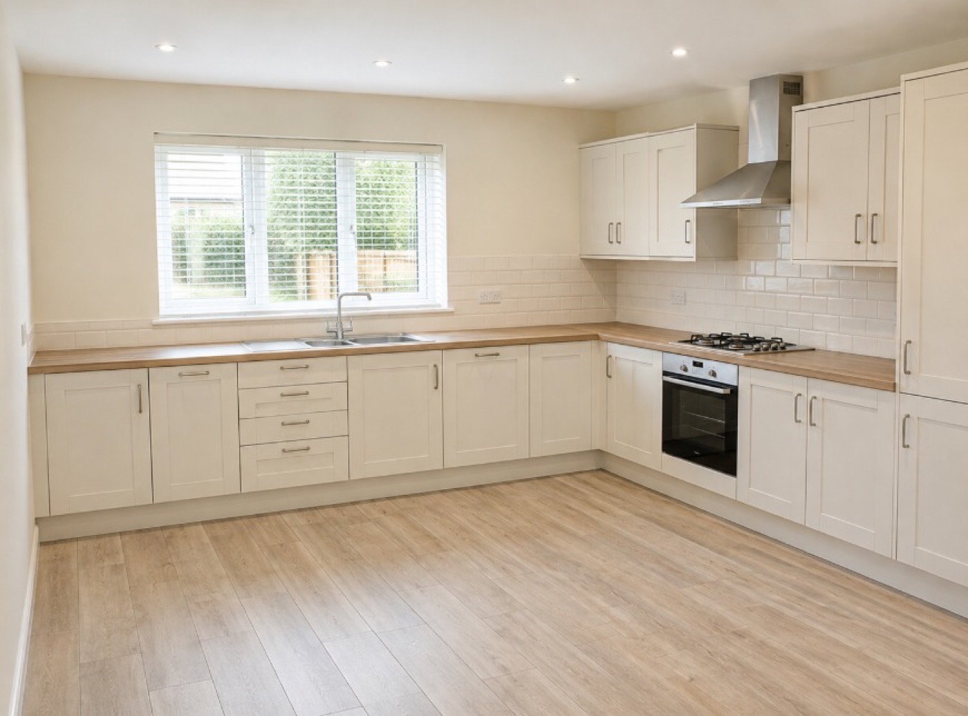 A clean, empty kitchen ready to be marketed